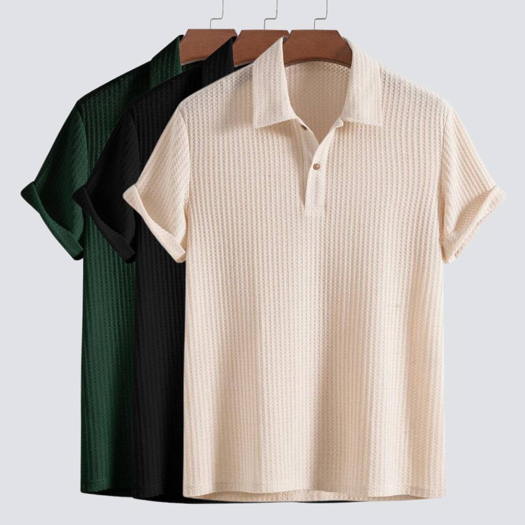 Massimo™ - Gebreide polo met wafelmotief